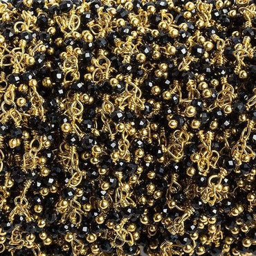 2mm Black Spinel micro faceted round Gold Dangling Chain by the foot 110 pcs (ONLINE ORDER ONLY)