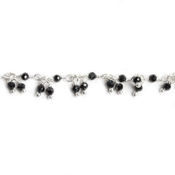 2mm Black Spinel micro faceted round Silver plated Dangling Chain by the foot 110 pcs (ONLINE ORDER ONLY)