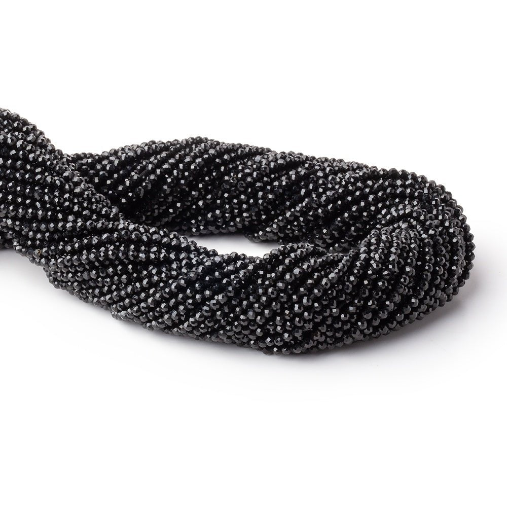 2mm Black Tourmaline Micro Faceted Round Beads 12.75 inch 174 pieces AAA (ONLINE ORDER ONLY)