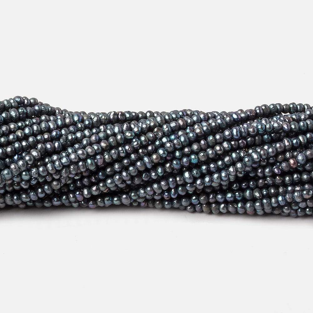 2mm Blue Peacock Side Drilled Petite Baroque Pearls 15.5 inch A (ONLINE ORDER ONLY)
