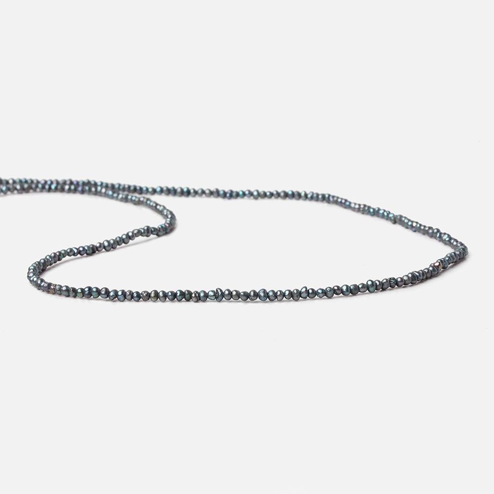 2mm Blue Peacock Side Drilled Petite Baroque Pearls 15.5 inch A (ONLINE ORDER ONLY)