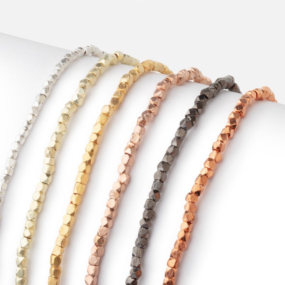 2mm Brushed Faceted Nugget Beads 8 inch 84 pieces (ONLINE ORDER ONLY)