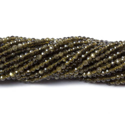 2mm Cat's Eye Green Quartz Micro Faceted rondelles 13 inch 165 beads (ONLINE ORDER ONLY)