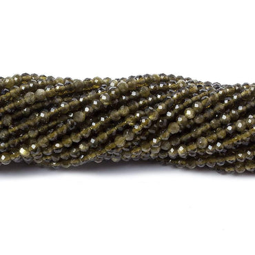 2mm Cat's Eye Green Quartz Micro Faceted rondelles 13 inch 165 beads (ONLINE ORDER ONLY)