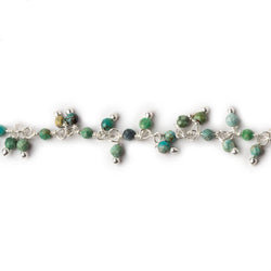 2mm Chinese Turquoise micro faceted round Silver Dangling Chain by the foot (ONLINE ORDER ONLY)