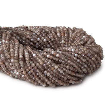 2mm Chocolate Brown & Mink Grey Moonstone microfaceted rondelles 175 pcs (ONLINE ORDER ONLY)