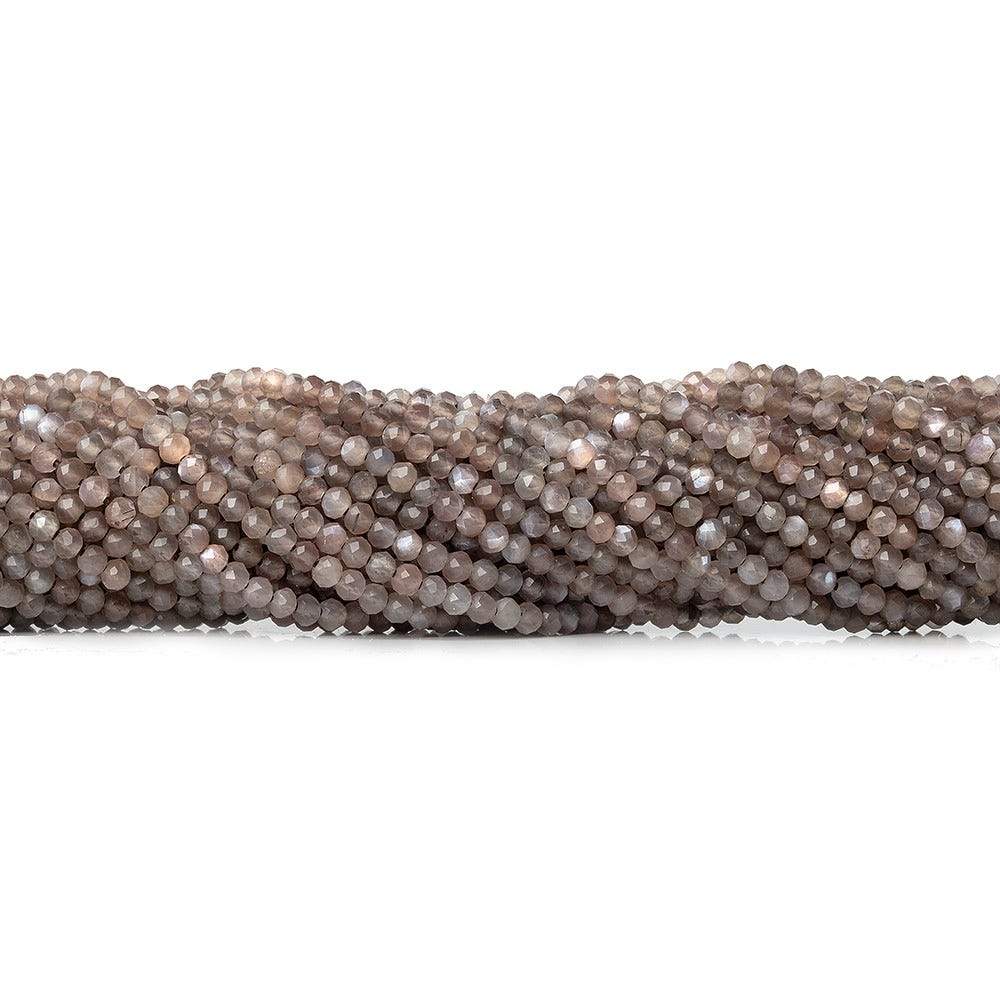 2mm Chocolate Brown & Mink Grey Moonstone microfaceted rondelles 175 pcs (ONLINE ORDER ONLY)