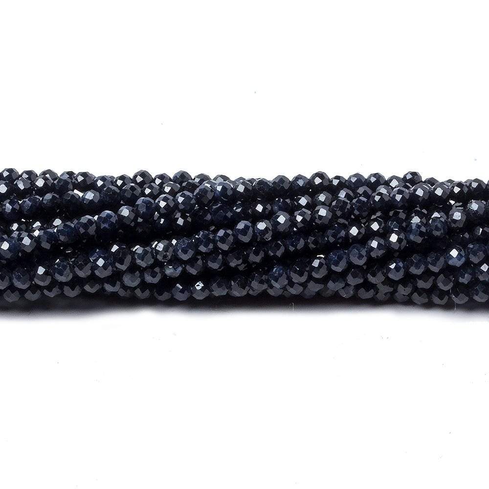 2mm Dark Blue Sapphire Micro Faceted Rondelle Beads 18 inch 260 pieces (ONLINE ORDER ONLY)