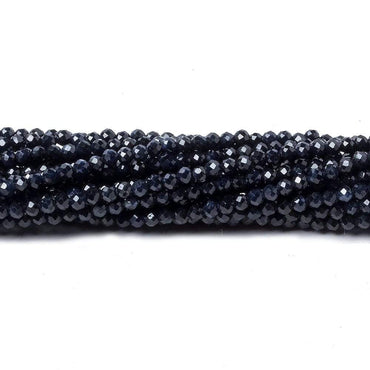 2mm Dark Blue Sapphire Micro Faceted Rondelle Beads 18 inch 260 pieces (ONLINE ORDER ONLY)