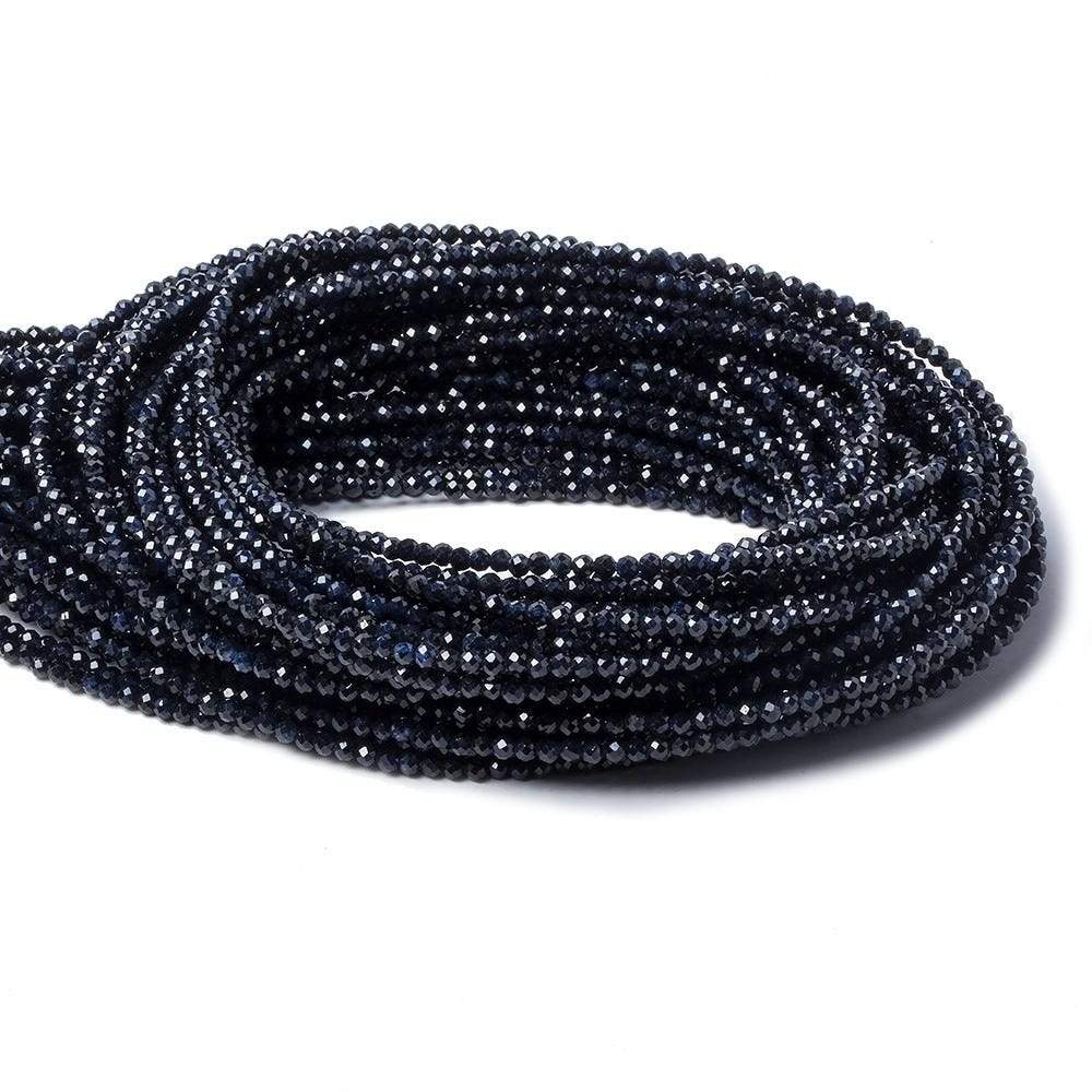 2mm Dark Blue Sapphire Micro Faceted Rondelle Beads 18 inch 260 pieces (ONLINE ORDER ONLY)
