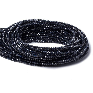 2mm Dark Blue Sapphire Micro Faceted Rondelle Beads 18 inch 260 pieces (ONLINE ORDER ONLY)