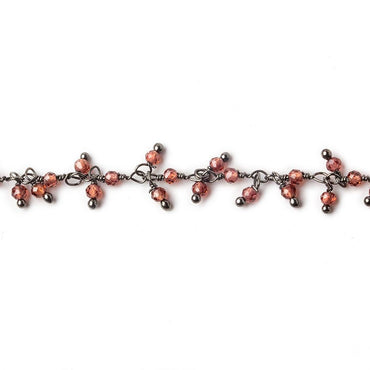 2mm Garnet microfaceted round Black Gold Dangling Chain by the foot (ONLINE ORDER ONLY)