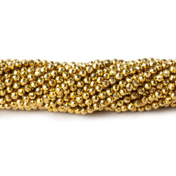 2mm Golden Metallic plated Pyrite micro faceted rounds 12.5 inch 170 pieces (ONLINE ORDER ONLY)