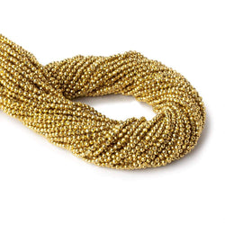 2mm Golden Metallic plated Pyrite micro faceted rounds 12.5 inch 170 pieces (ONLINE ORDER ONLY)