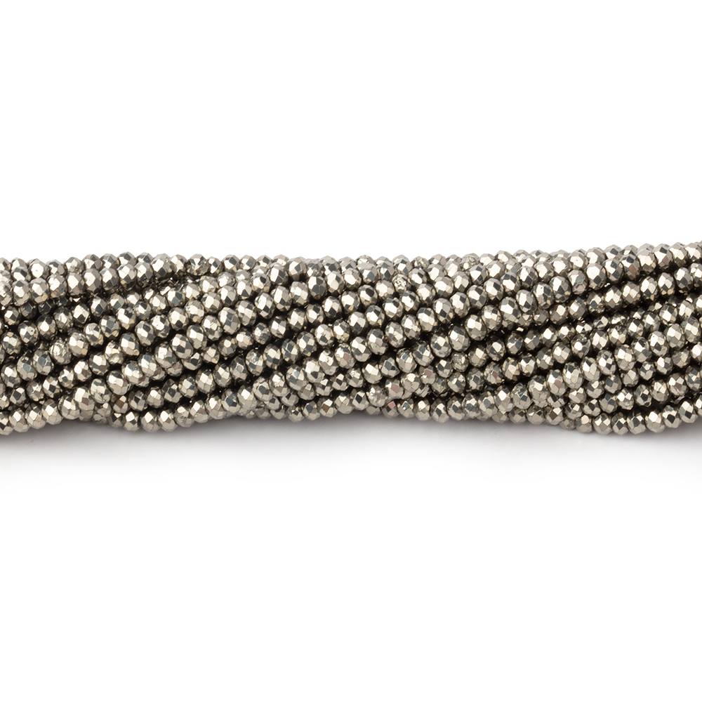 2mm Golden Pyrite Micro Faceted Rondelle Beads 12.5 inches 227 pieces AAA (ONLINE ORDER ONLY)