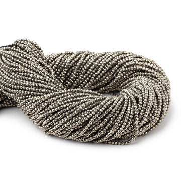 2mm Golden Pyrite microfaceted round beads 13 inch 155 pieces (ONLINE ORDER ONLY)