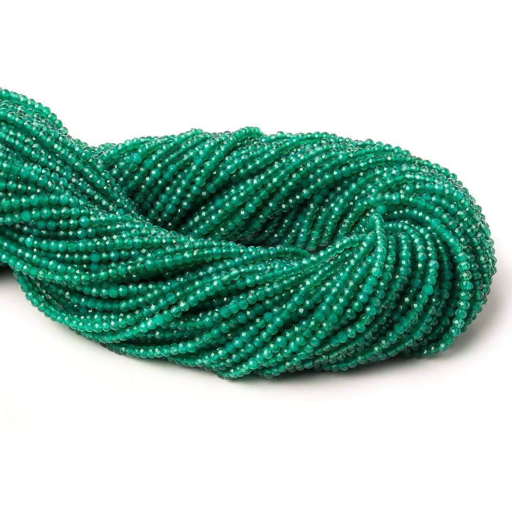 2mm Green Onyx micro faceted rondelle beads 13 inch 195 pcs AA (ONLINE ORDER ONLY)