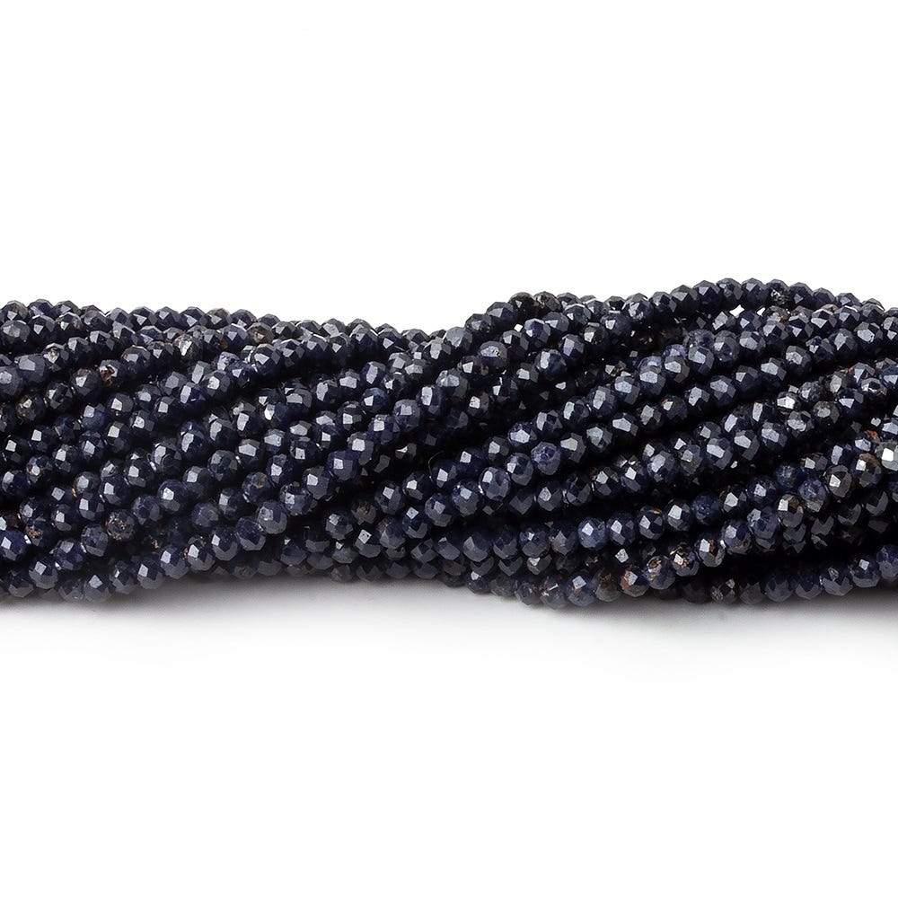 2mm Grey & Blue Sapphire micro faceted rondelles 13 inch 200 beads (ONLINE ORDER ONLY)