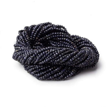 2mm Grey & Blue Sapphire micro faceted rondelles 13 inch 200 beads (ONLINE ORDER ONLY)