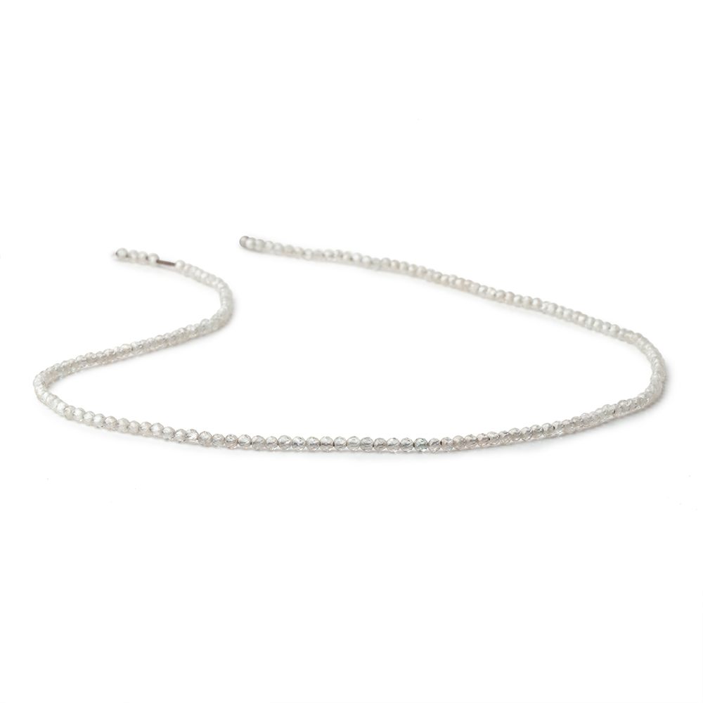 2mm Grey Zircon Micro Faceted Round Beads 12.5 inch 168 pieces (ONLINE ORDER ONLY)