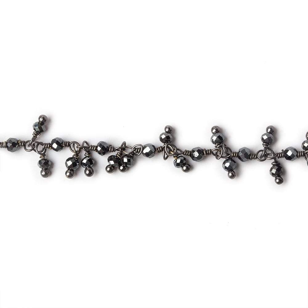 2mm Hematite micro faceted round Black Gold Dangling Chain by the foot (ONLINE ORDER ONLY)
