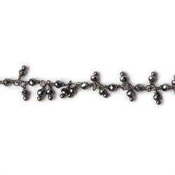 2mm Hematite micro faceted round Black Gold Dangling Chain by the foot (ONLINE ORDER ONLY)