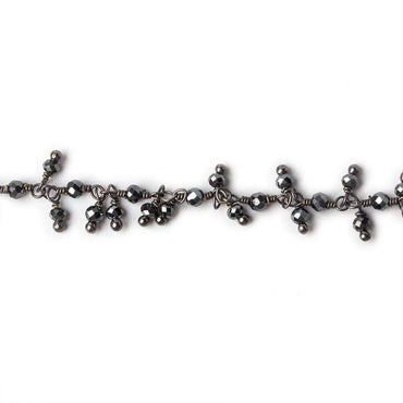 2mm Hematite micro faceted round Black Gold Dangling Chain by the foot (ONLINE ORDER ONLY)