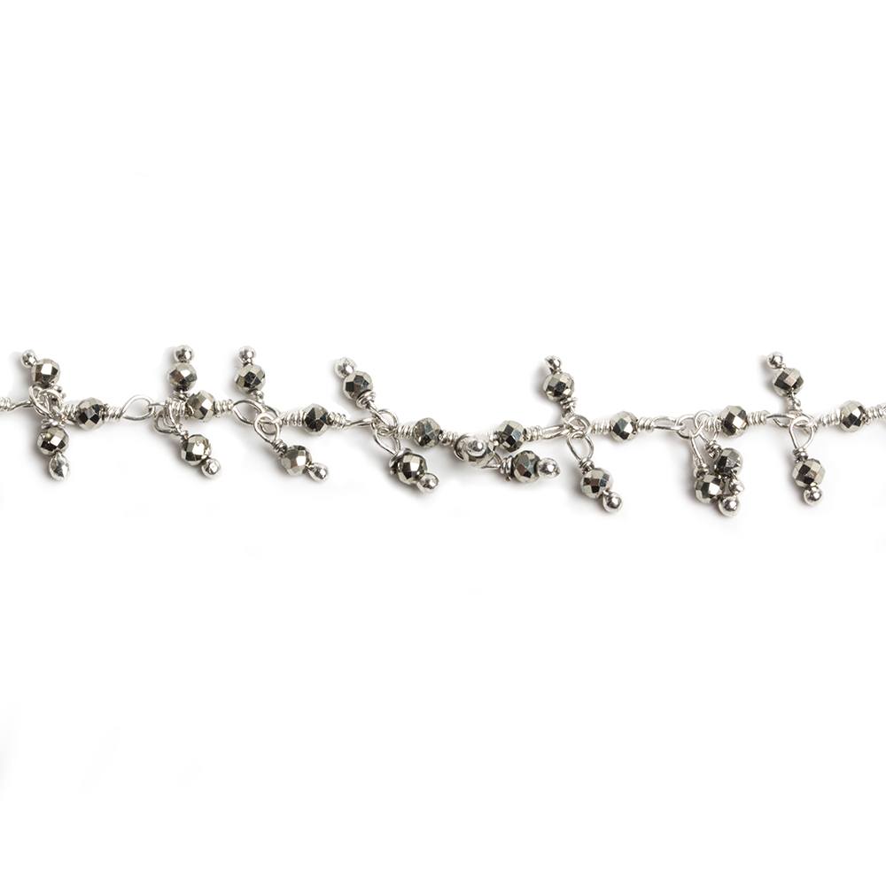 2mm Hematite micro faceted round Silver plated Dangling Chain by the foot 110 pieces (ONLINE ORDER ONLY)