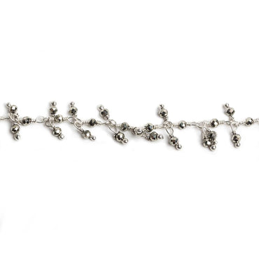 2mm Hematite micro faceted round Silver plated Dangling Chain by the foot 110 pieces (ONLINE ORDER ONLY)