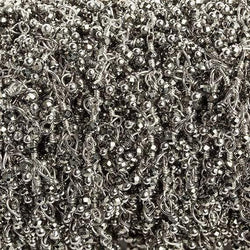 2mm Hematite micro faceted round Silver plated Dangling Chain by the foot 110 pieces (ONLINE ORDER ONLY)