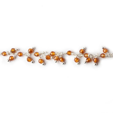 2mm Hessonite Garnet microfaceted round Silver Dangling Chain by the foot (ONLINE ORDER ONLY)