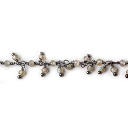 2mm Labradorite micro faceted rondelle Black Gold Dangling Chain by the foot (ONLINE ORDER ONLY)