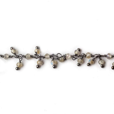 2mm Labradorite micro faceted rondelle Black Gold Dangling Chain by the foot (ONLINE ORDER ONLY)