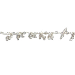 2mm Labradorite micro faceted round Silver Plated Dangling Chain (ONLINE ORDER ONLY)