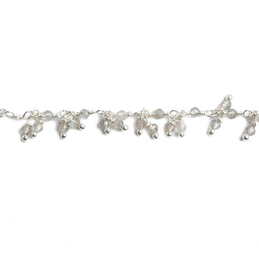 2mm Labradorite micro faceted round Silver Plated Dangling Chain (ONLINE ORDER ONLY)