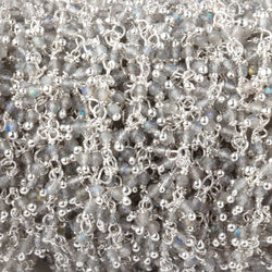 2mm Labradorite Micro Faceted Rounds on Sterling Silver Dangling Chain (ONLINE ORDER ONLY)