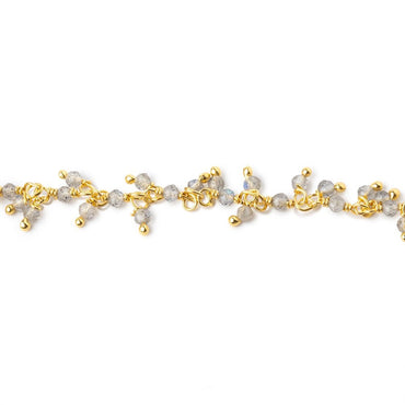 2mm Labradorite Micro Faceted Rounds on Vermeil Dangling Chain (ONLINE ORDER ONLY)