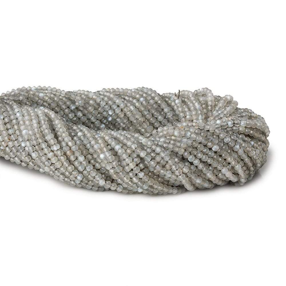 2mm Light Grey Moonstone microfaceted rondelle beads 13 inch 175 pieces (ONLINE ORDER ONLY)