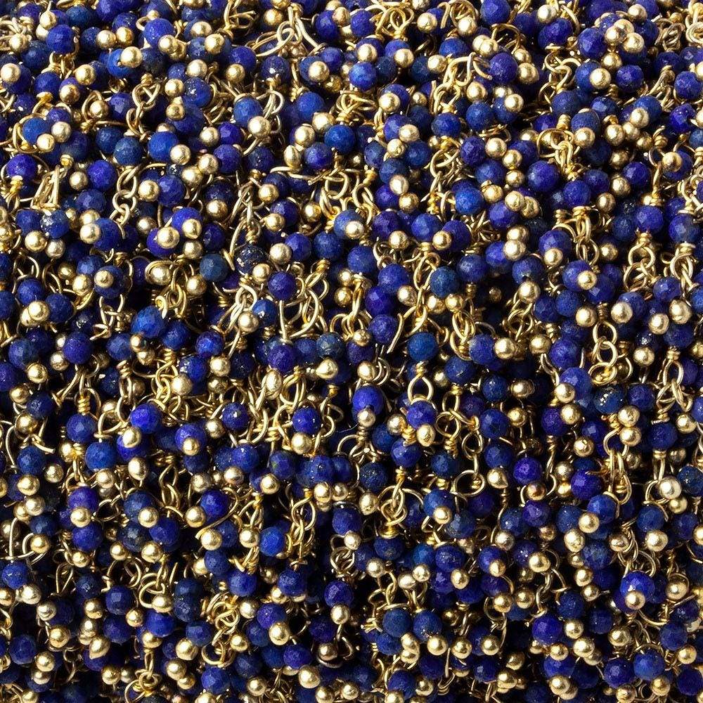 2mm Matte Lapis micro faceted round Gold Dangling Chain by the foot 110 pcs (ONLINE ORDER ONLY)