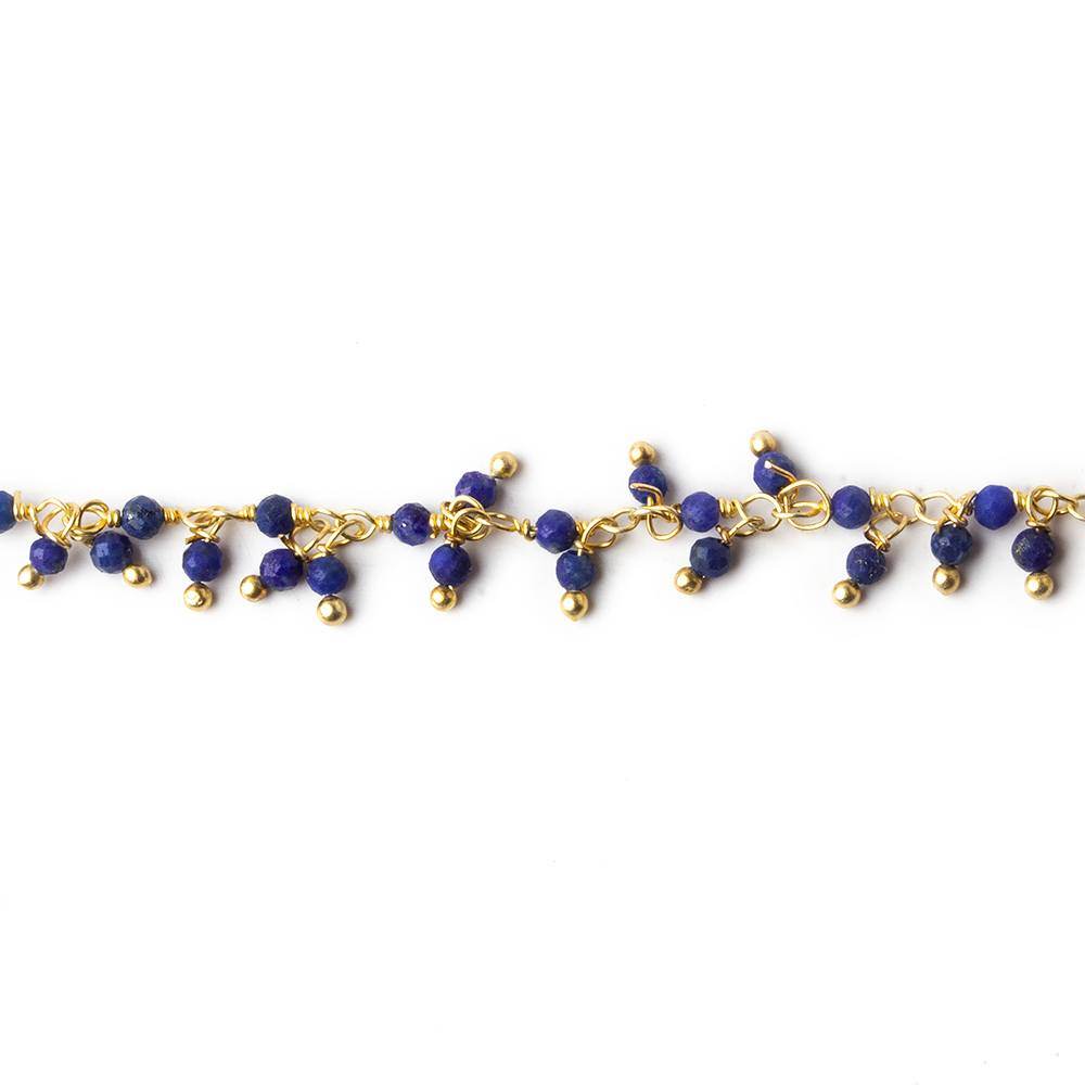 2mm Matte Lapis micro faceted round Gold Dangling Chain by the foot 110 pcs (ONLINE ORDER ONLY)
