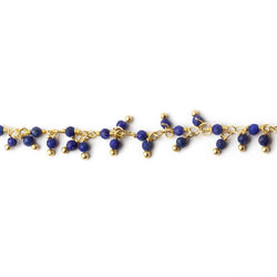 2mm Matte Lapis micro faceted round Gold Dangling Chain by the foot 110 pcs (ONLINE ORDER ONLY)