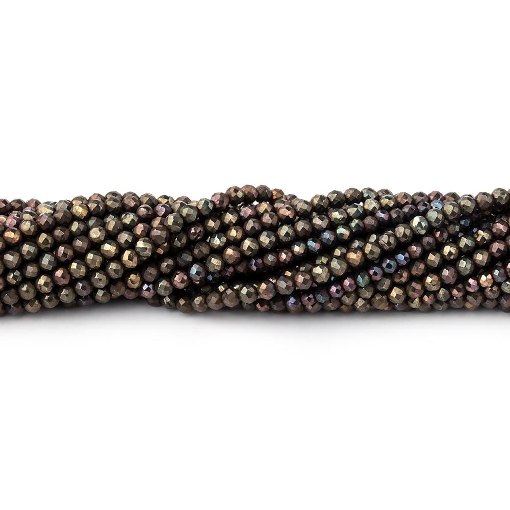 2mm Metallic Chocolate Black Spinel Micro Faceted Rounds 13 inch 183 beads (ONLINE ORDER ONLY)
