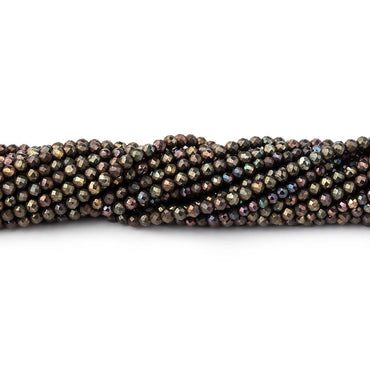 2mm Metallic Chocolate Black Spinel Micro Faceted Rounds 13 inch 183 beads (ONLINE ORDER ONLY)