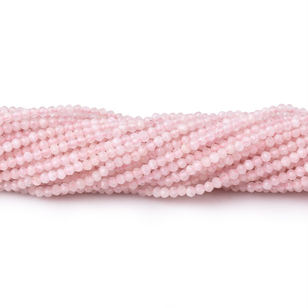 2mm Morganite Micro Faceted Rondelle Beads 12.5 inch 200 pieces (ONLINE ORDER ONLY)
