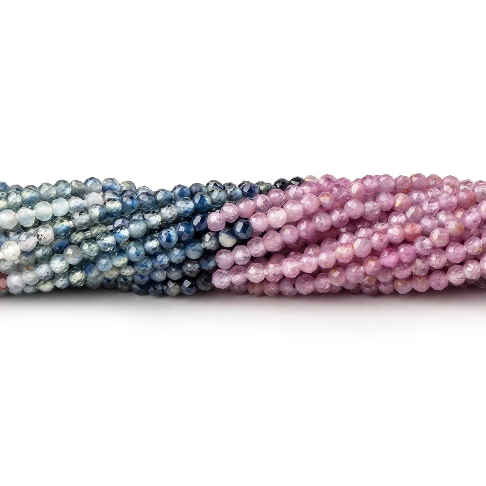 2mm Multi Color Sapphire Micro Faceted Rondelle Beads 12.5 inch 196 pieces AA (ONLINE ORDER ONLY)