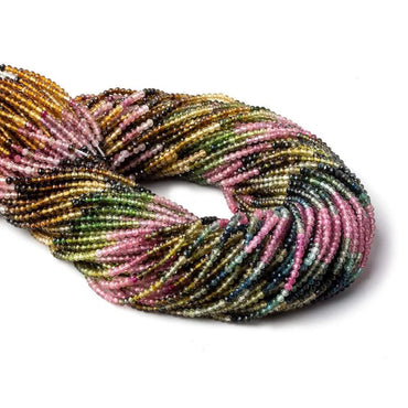 2mm Multi Color Tourmaline faceted round beads 13 inch 180 pieces (ONLINE ORDER ONLY)