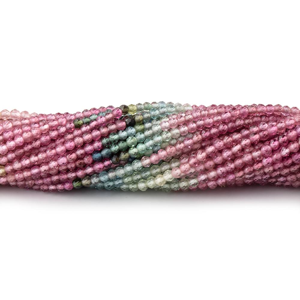 2mm Multi Color Tourmaline Micro Faceted Rondelle Beads 12.5 inch 190 pieces (ONLINE ORDER ONLY)