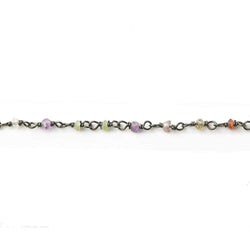 2mm Multi Gemstone Faceted Rondelle Black Gold plated Silver Chain by the foot (ONLINE ORDER ONLY)