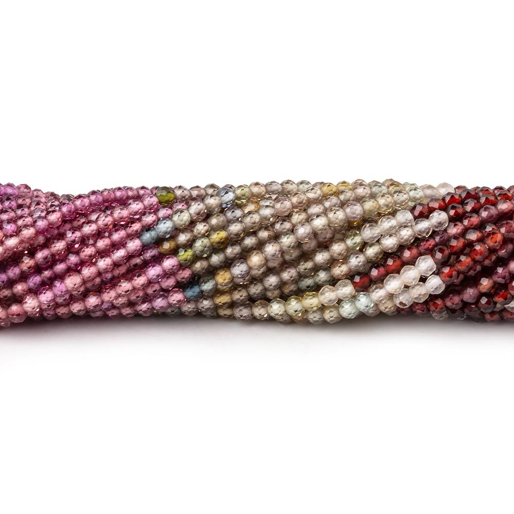 2mm Multi Gemstone Micro Faceted Round Beads 12.5 inch 164 pieces AA (ONLINE ORDER ONLY)