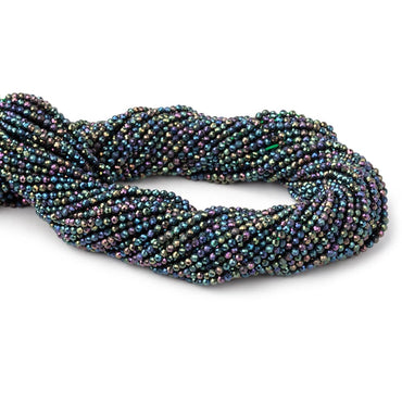 2mm Mystic Green Peacock Black Spinel micro-faceted rounds 13 inch 175 beads AAA (ONLINE ORDER ONLY)